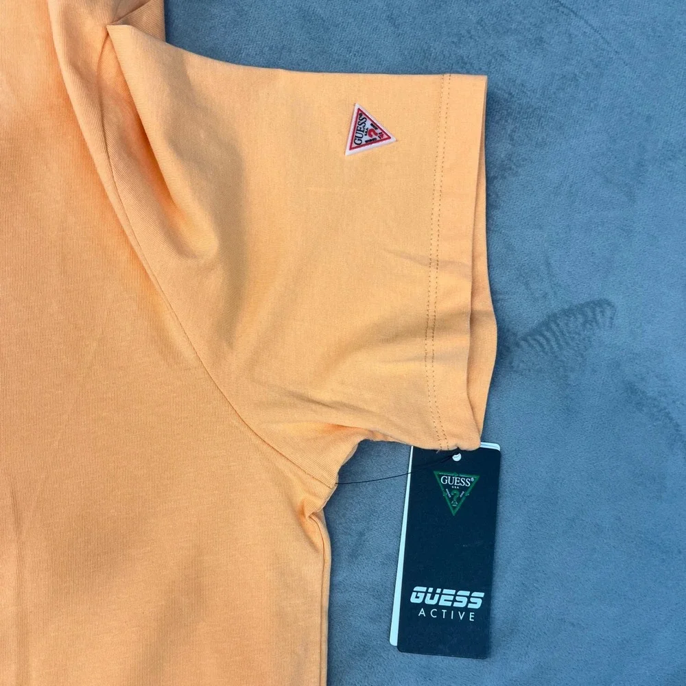 NWT Guess Men's T-Shirt Size Large Orange Logo SmartGuess Cotton Tee - Picture 10 of 10